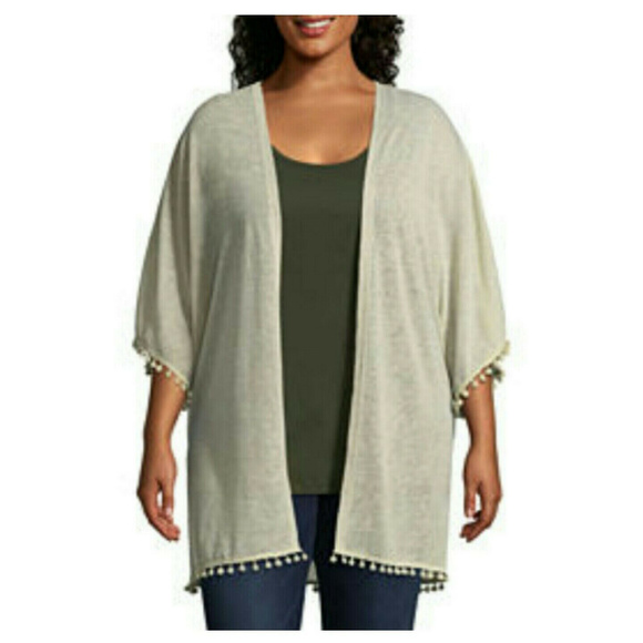 St Johns Bay Kimono Pom Pom 1X NWT - Picture 2 of 7